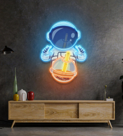 Astronaut Drinking Milktea Led Neon Sign Light Pop Art