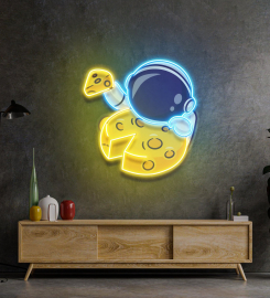 Astronaut Eating Cheese Moon Led Neon Sign Light Pop Art