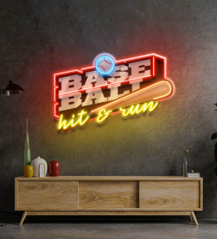 Baseball Hit and Run Led Neon Sign Light Pop Art