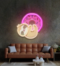 Bear Hugging Donuts Led Neon Sign Light Pop Art