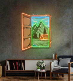 Camping On Hills Led Neon Sign Light Pop Art