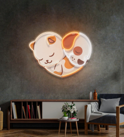 Cat and Dog Friendship Led Neon Sign Light Pop Art