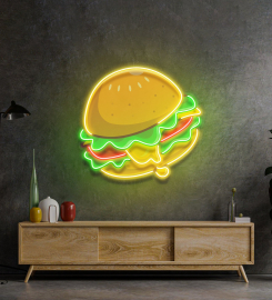 Cheese Burger Cartoon Led Neon Sign Light Pop Art