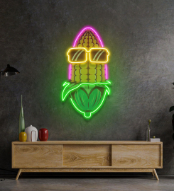 Corn Using Glasses Led Neon Sign Light Pop Art