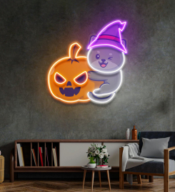 Dog And Pumpkin Led Neon Sign Light Pop Art