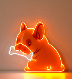 Dog Gnawing Bone Led Neon Sign Light Pop Art