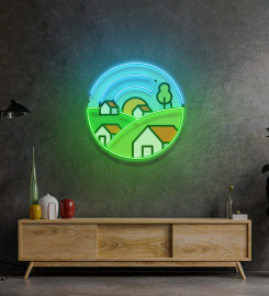 Morning On Grassy Village Led Neon Sign Light Pop Art