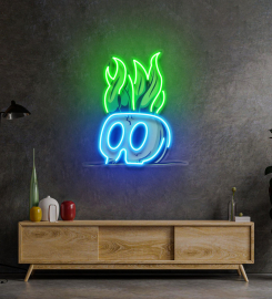 Potted Plant Skull Head Cartoon Led Neon Sign Light Pop Art