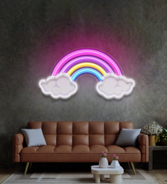 Rainbow Floating On Clouds Led Neon Sign Light Pop Art