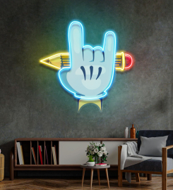 Rock Hand Led Neon Sign Light Pop Art