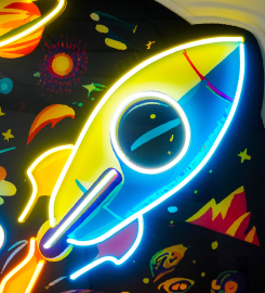 Rocket Launching Universe Led Neon Sign Light Pop Art