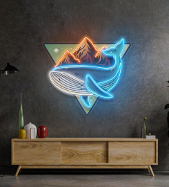 Whale On Mountain Top Led Neon Sign Light Pop Art