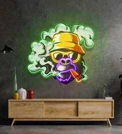 Yellow Hat Monkey Led Neon Sign Light Pop Art