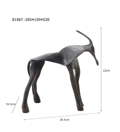 Abstract Horse Figurine in Dark Bronze Tin-Alloy: Perfect for Modern Home and Office Decor Small