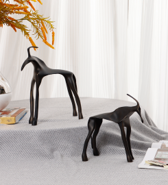 Abstract Horse Figurine in Dark Bronze Tin-Alloy: Perfect for Modern Home and Office Decor Small