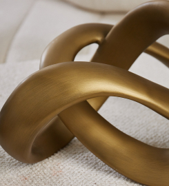 Abstract Loop Sculpture in Antique Bronze Resin: Perfect for Office Desks, Living Rooms, and Kitchens