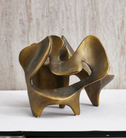 Abstract Sculpture in Antique Brass Resin for Elegant Modern Decor