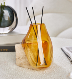 Beige & Amber Marble Glass Aroma Bottle: Enhance Your Space with Elegance and Fragrance