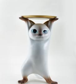 Customer Reviews for Modern Cat Side Table Floor Resin Figurine with Gold Tray End Table