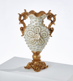 Customer Reviews for Shinely 380mm European Retro White & Gold Resin Large Flower Vase Decor Art Living Room