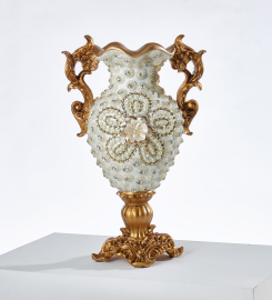 Customer Reviews for Shinely 380mm European Retro White & Gold Resin Large Flower Vase Decor Art Living Room