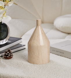 Elegant Beige Marble Bottle Sculpture: A Timeless Addition to Modern Decor