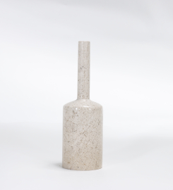 Elegant Beige Marble Bottle Sculpture: Timeless Modern Decor