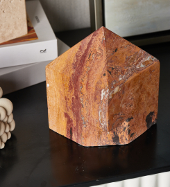 Elegant Brown Geometric Marble Sculpture - Sophisticated Home Decor Piece