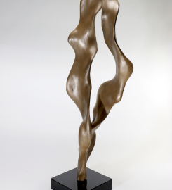 Ember Dance: Brown Marble and Resin Fire Spark Sculpture