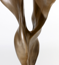 Ember Dance: Brown Marble and Resin Fire Spark Sculpture