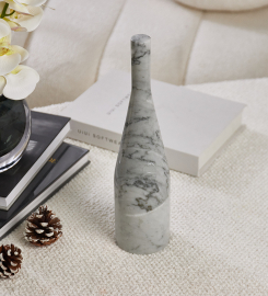 Grey Marble Bottle Sculpture: Contemporary Elegance for Modern Decor