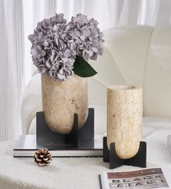 MARBLE Abstract Column Ceramic Vase,BEIGE