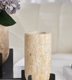 MARBLE Abstract Column Ceramic Vase,BEIGE