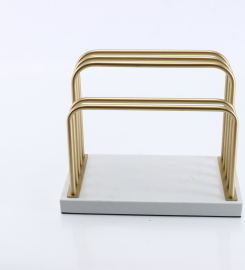 Marble Magazine Rack Golden Metal Magazine Holder File Organizer for Desk