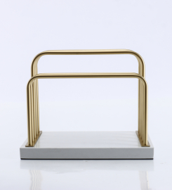 Marble Magazine Rack Golden Metal Magazine Holder File Organizer for Desk