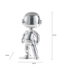 Silver Robot Sculpture: Resin & Stainless Steel Art for Modern Spaces