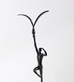 Sport Man Sculpture in Black & Silver Stainless Steel with Marble Base