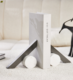 Steel & Marble Bookends: Hot Trend in Bookshelf Decor, White